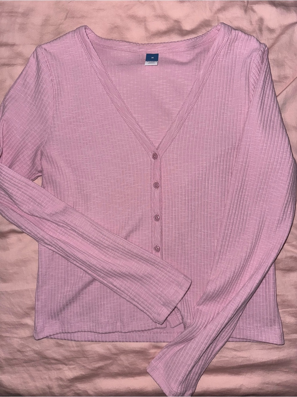 Old navy Women's Pink Ribbed V-Neck Button Cardigan